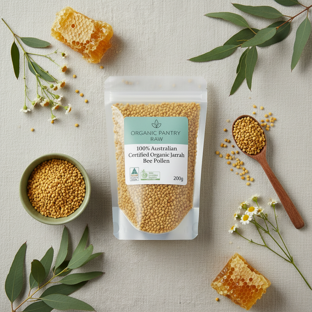 Jarrah bee pollen Australia - 200g pack certified organic Jarrah bee pollen by Organic Pantry Raw