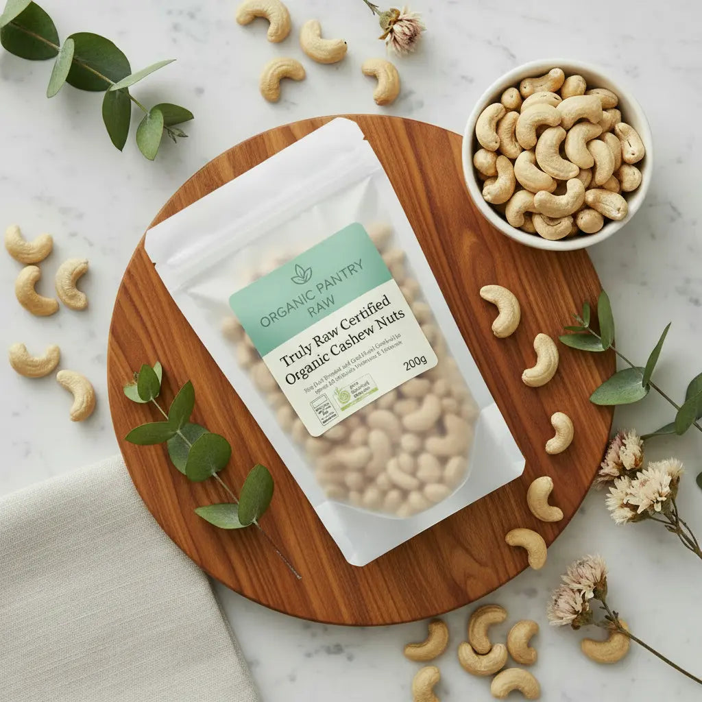 Organic Truly Raw Cashews - 200g pack of Truly Raw cashew nuts by Organic Pantry Raw