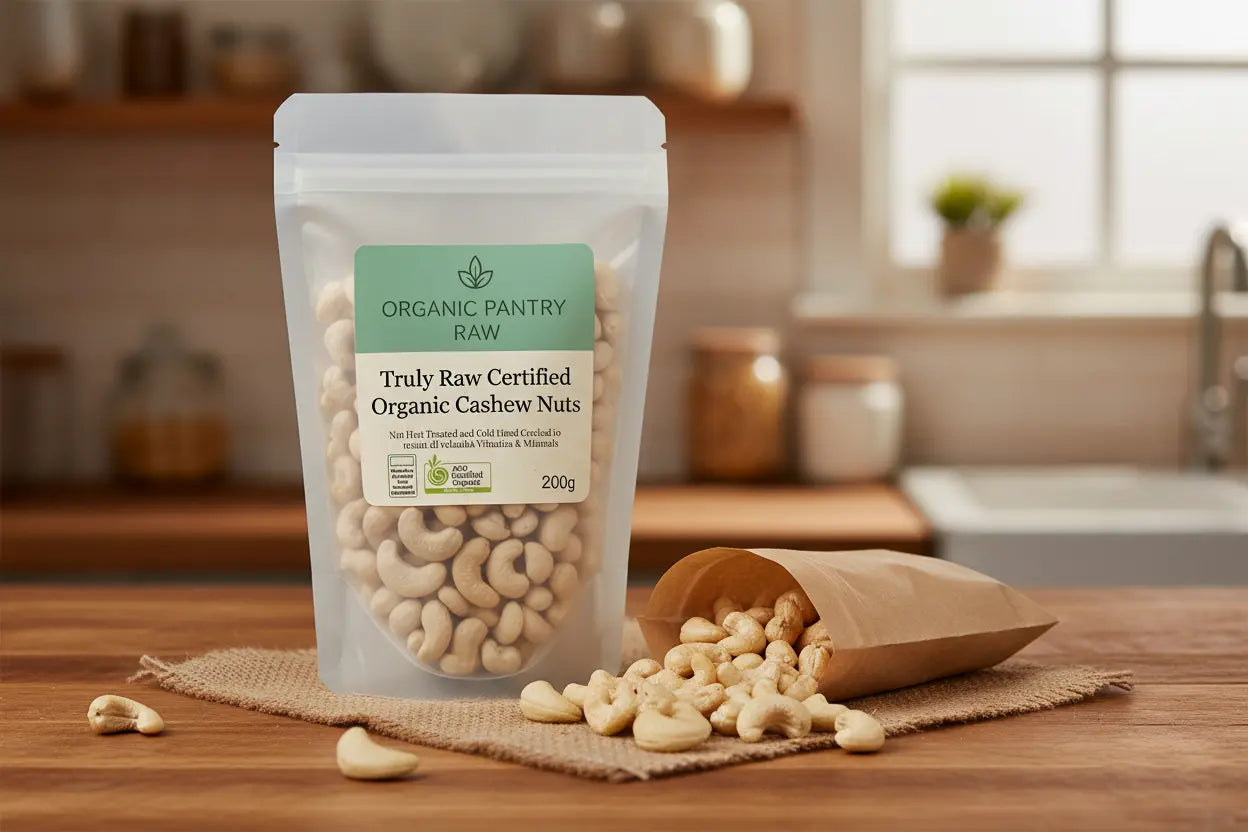 Organic raw cashews Australia - 200g pack of organic raw cashews by Organic Pantry Raw